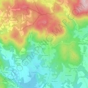Les Pendants topographic map, elevation, terrain