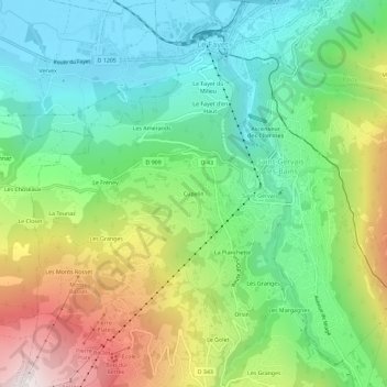 Cupelin topographic map, elevation, terrain