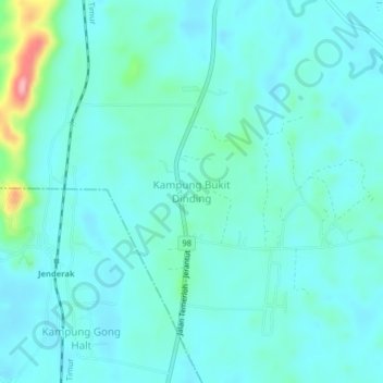 Kampung Bukit Dinding topographic map, elevation, terrain
