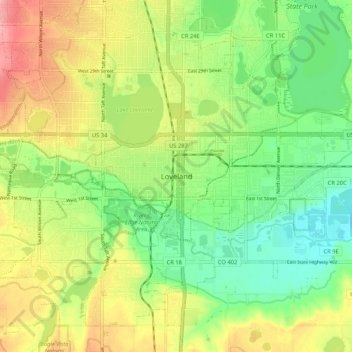 Loveland topographic map, elevation, terrain