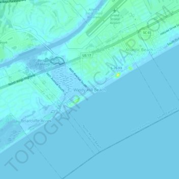 Windy Hill Beach topographic map, elevation, terrain