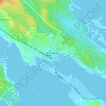 Skelleftehamn topographic map, elevation, terrain