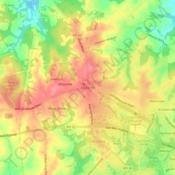 Forest Hill topographic map, elevation, terrain