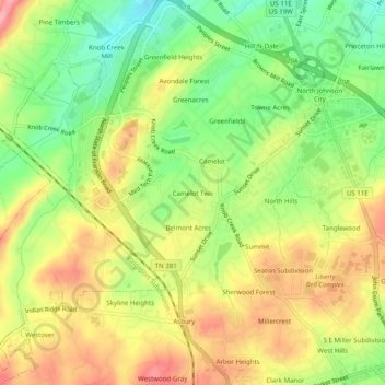 Camelot Two topographic map, elevation, terrain