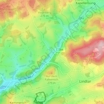 Süttenbach topographic map, elevation, terrain