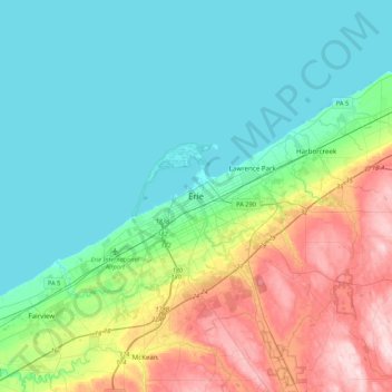 Erie topographic map, elevation, terrain