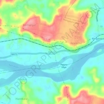 Adyar topographic map, elevation, terrain
