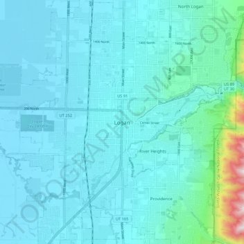 Logan topographic map, elevation, terrain