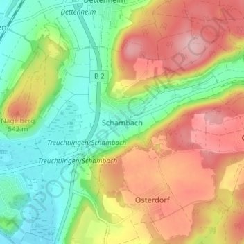Schambach topographic map, elevation, terrain