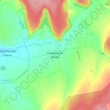 Подлесная Тавла topographic map, elevation, terrain