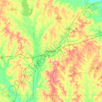 Meridian topographic map, elevation, terrain