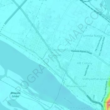 Gollapudi topographic map, elevation, terrain