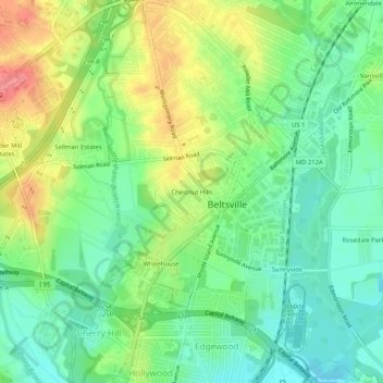 Chestnut Hills topographic map, elevation, terrain