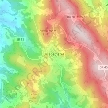 Elisabethszell topographic map, elevation, terrain
