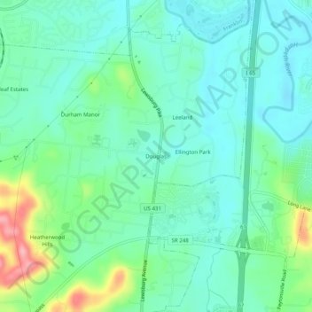 Douglas topographic map, elevation, terrain