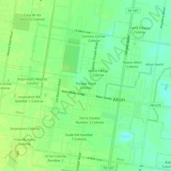 Trosper Road Colonia topographic map, elevation, terrain