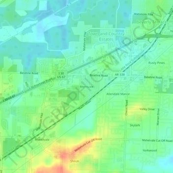 Merrivale topographic map, elevation, terrain