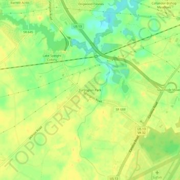 Turlington Park topographic map, elevation, terrain