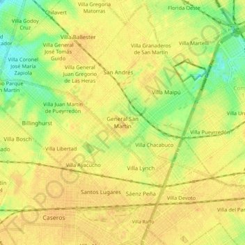 General San Martín topographic map, elevation, terrain