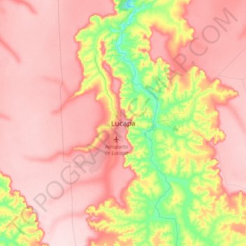 Lucapa topographic map, elevation, terrain