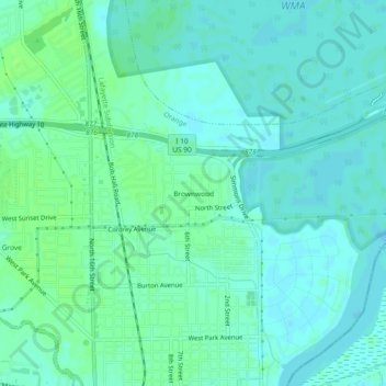 Brownwood topographic map, elevation, terrain