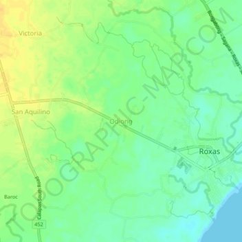 Odiong topographic map, elevation, terrain