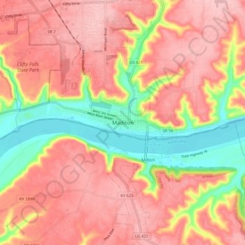 Madison topographic map, elevation, terrain