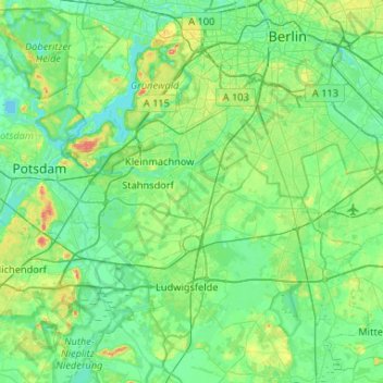 Teltow topographic map, elevation, terrain