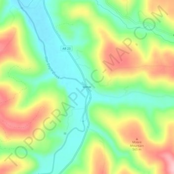Witter topographic map, elevation, terrain