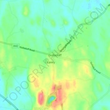 Gulladuff topographic map, elevation, terrain