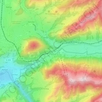 Hinterstaufen topographic map, elevation, terrain