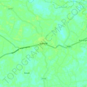 Muktagacha topographic map, elevation, terrain