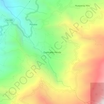 Quebrada Honda topographic map, elevation, terrain