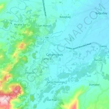 Cabarroguis topographic map, elevation, terrain