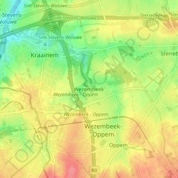 Wezembeek topographic map, elevation, terrain