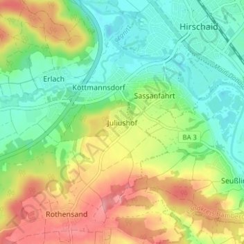 Juliushof topographic map, elevation, terrain
