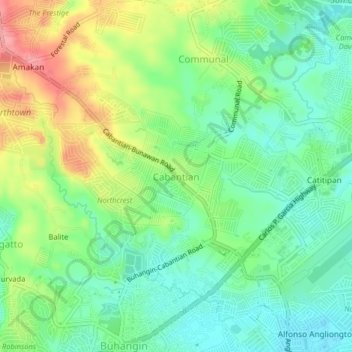 Cabantian topographic map, elevation, terrain