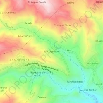 Panchigua Alto topographic map, elevation, terrain