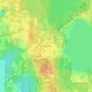 Georges Lake topographic map, elevation, terrain
