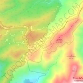 Love topographic map, elevation, terrain