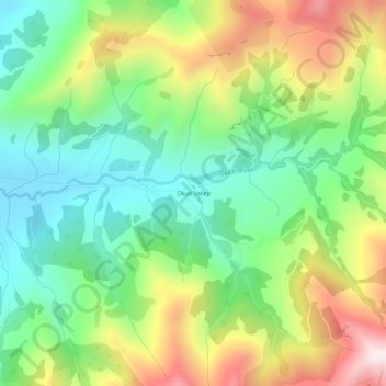 Okuti Valley topographic map, elevation, terrain