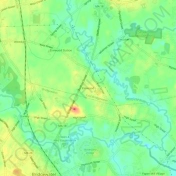 Elmwood topographic map, elevation, terrain