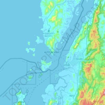 Kawthaung topographic map, elevation, terrain