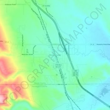Black Hawk topographic map, elevation, terrain