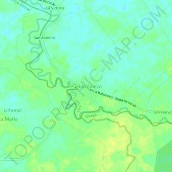 Pueblo Nuevo topographic map, elevation, terrain