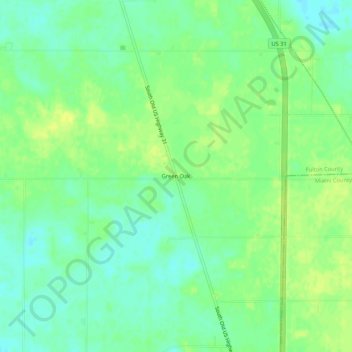 Green Oak topographic map, elevation, terrain