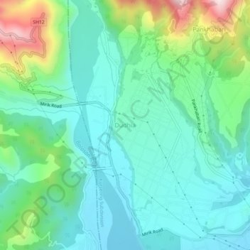 Dudhia topographic map, elevation, terrain
