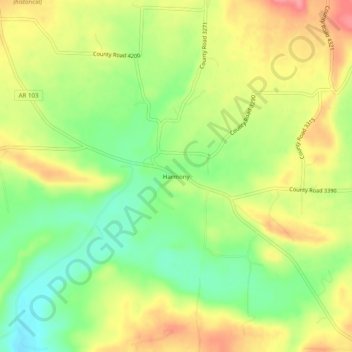 Harmony topographic map, elevation, terrain