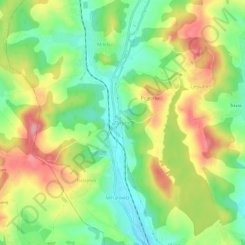 Brgule topographic map, elevation, terrain
