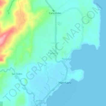 Padang topographic map, elevation, terrain
